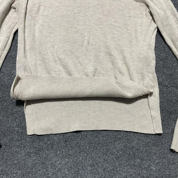 H&M Sweater Mens Medium Beige Mock Neck Pullover Lightweight Knit Wool Blend - Picture 3 of 8